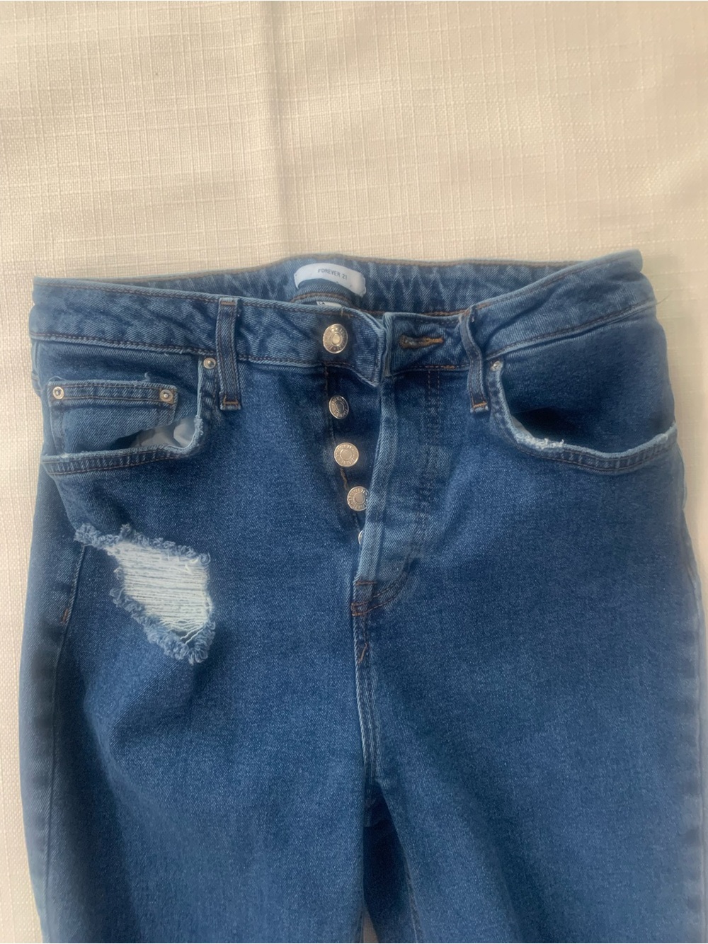 Forever 21 Dark Blue Distressed Flare Jeans - Picture 5 of 9